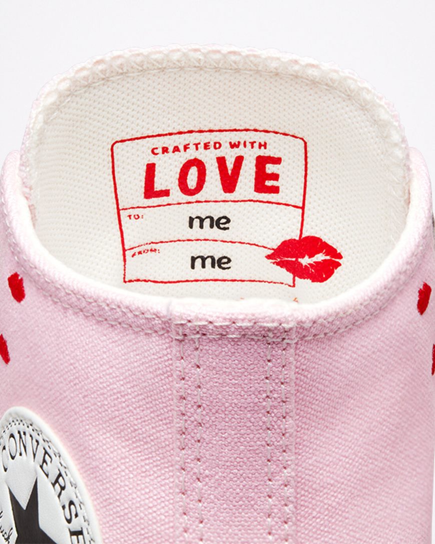 Tenisi Inalti Dama Converse Chuck Taylor All Star Embroidered Lips Roz Albi | RO AQ0TC753